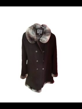 Rothschild Black Coat with Gray Faux Fur Trim